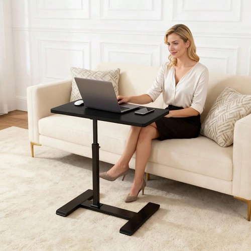 Black adjustable overbed table - black,