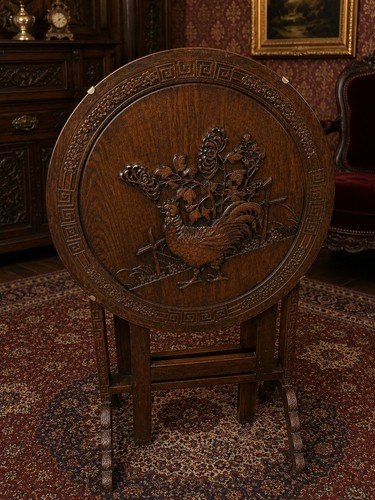 Antique carved oak folding - carved,