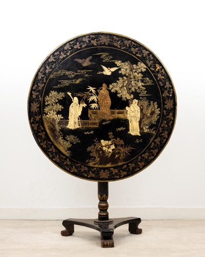 Antique chinese lacquer tilt - chinese,